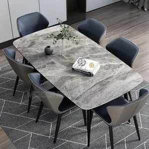 Modern Contemporary Dining Table Set by 6 Chairs.