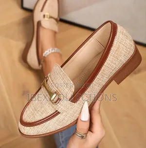 Flat Bottom Metal Buckle One Strap Retro Braided Loafers
