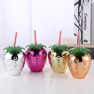 500ml Plastic Electroplated Gold Strawberry Cup