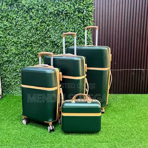 3pcs Dark Green Hard Shell Luggage Set With Spinner Wheels Tsa Lock