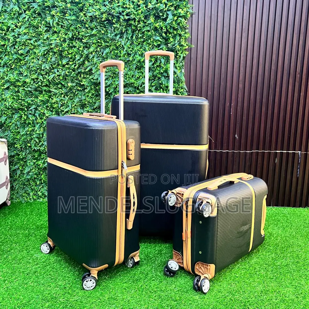 3pcs Black Hard Shell Luggage Set With Tsa Lock Spinner Wheels