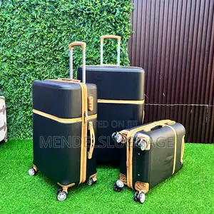 3pcs Black Hard Shell Luggage Set With Tsa Lock Spinner Wheels