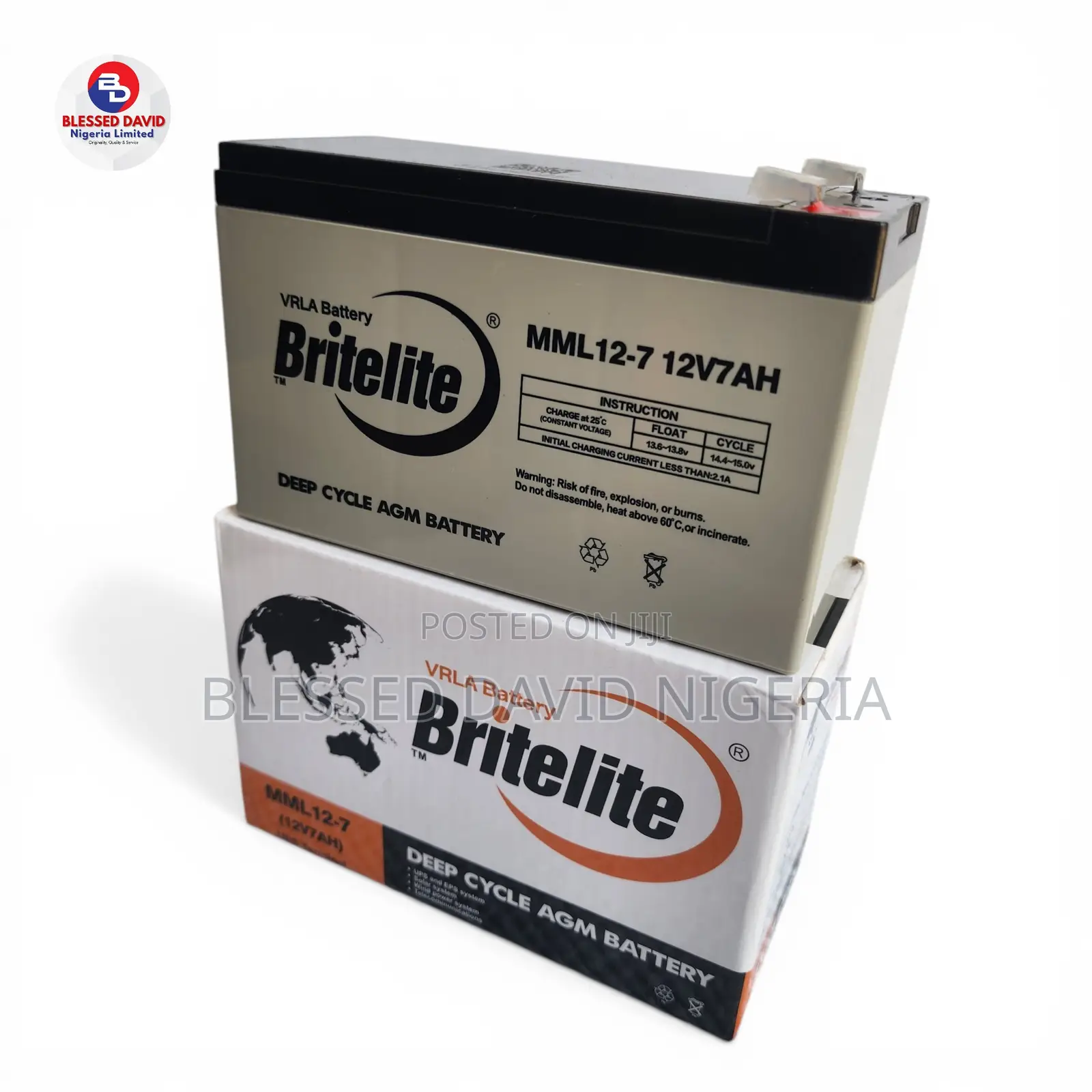 Britelite 12v 7ah Replacement Battery Mml12-7