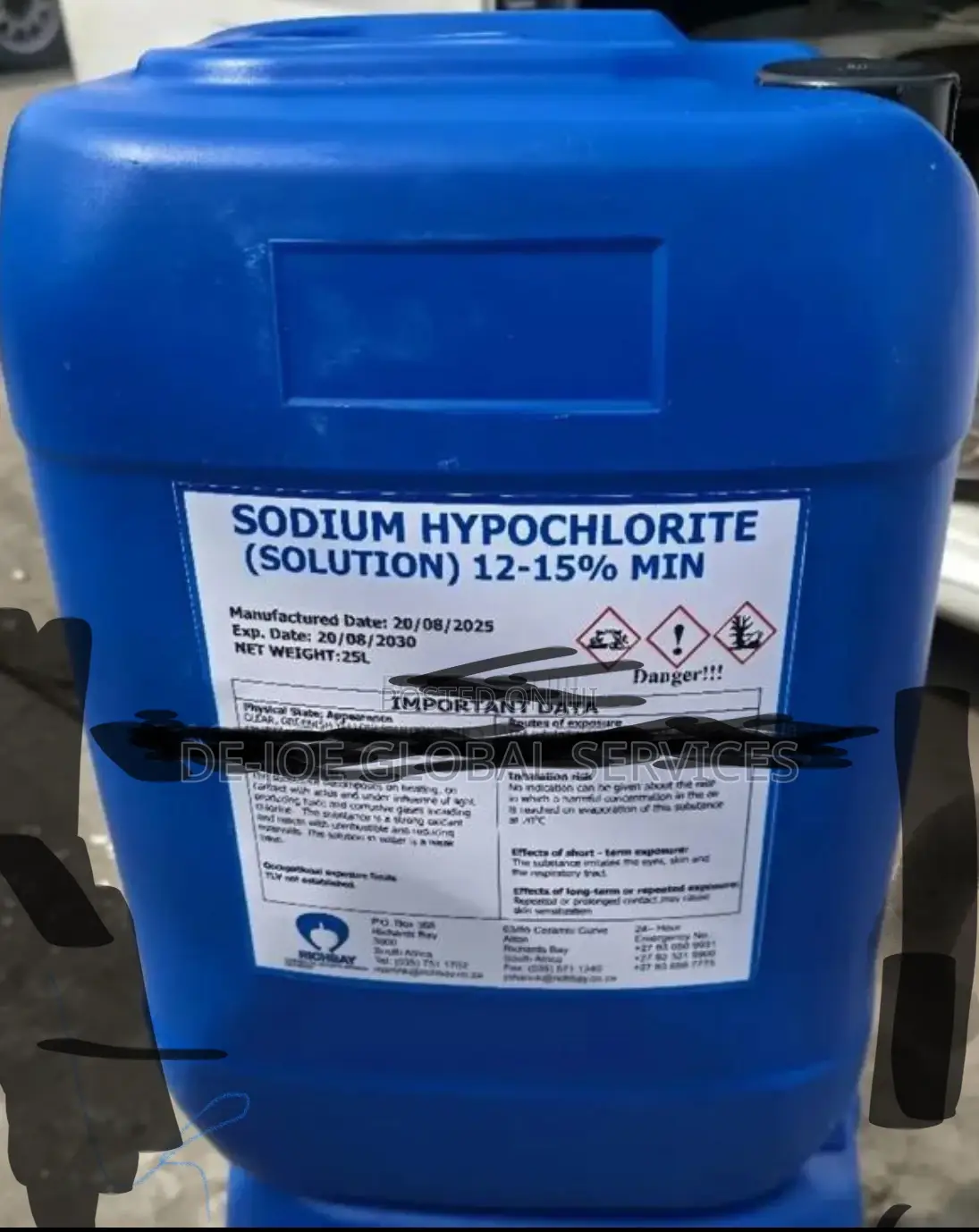 Sodium Hypochlorite 12–15% Solution Highly Concentrated
