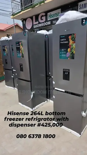 Hisense 264l Bottom Freezer Refrigrator With Dispenser