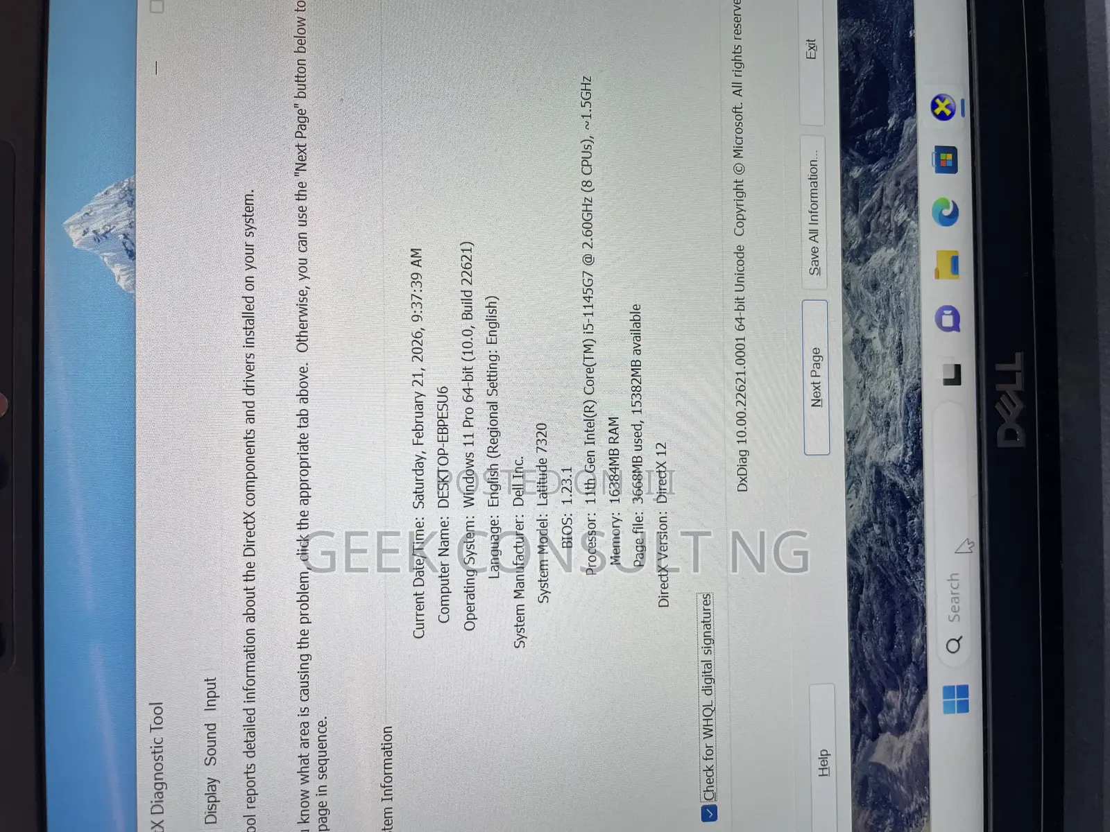 Laptop Dell Latitude 7320 16GB Intel Core i5 SSD 256GB