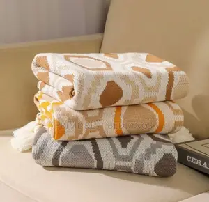 Premium Geometric Knitted Throw Blanket