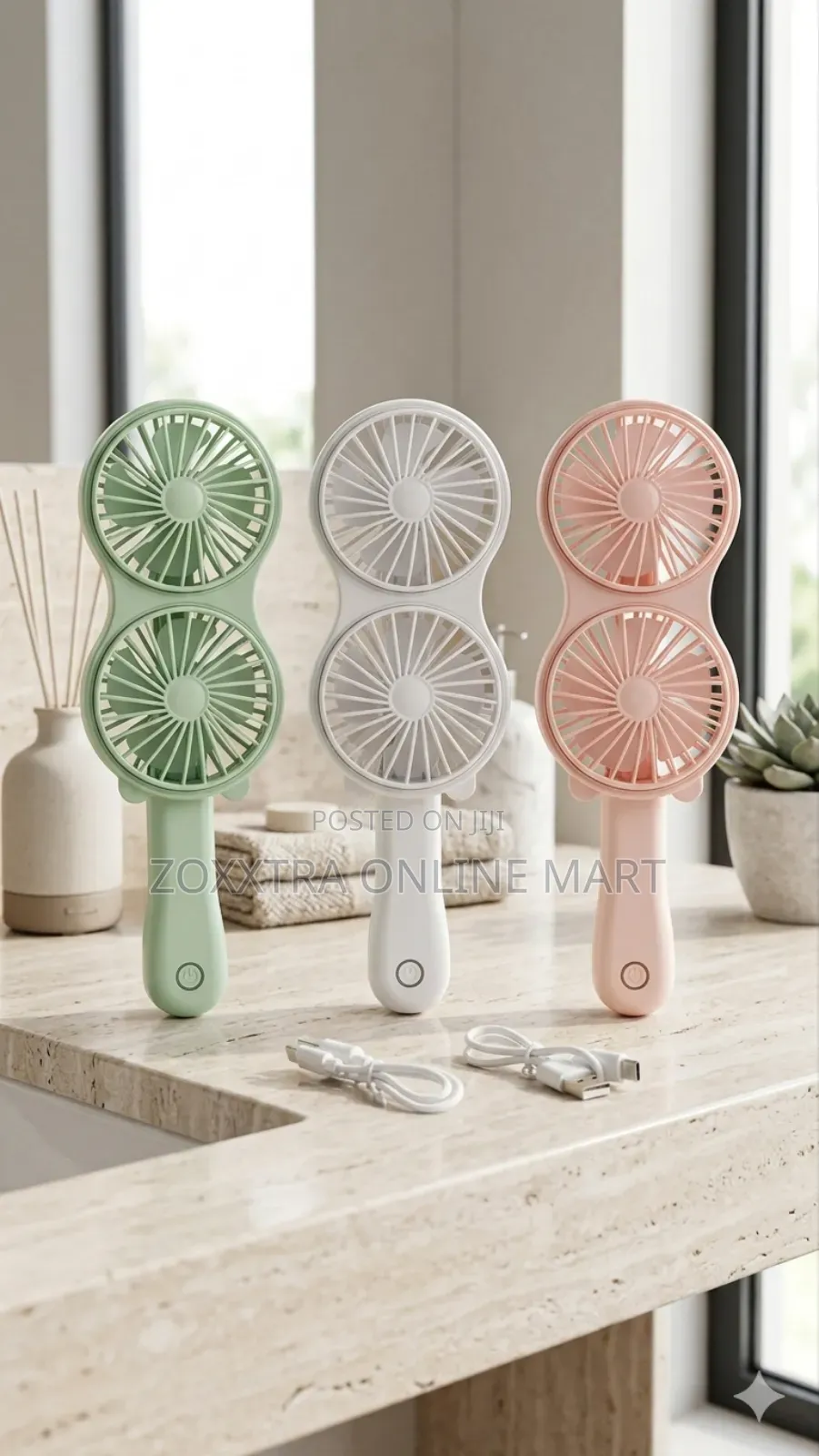 Mini Double - Head Rechargeable Handheld Fan