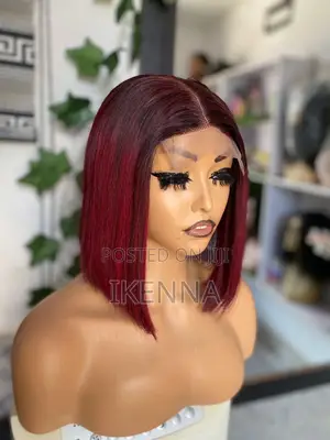 9”Wine Colour Sd Vietnamese Bone Straight Wig With a Closure
