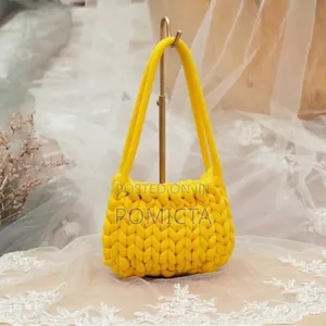 Premium Handmade Chunky Yarn Shoulder Bag - Yellow, Army Green