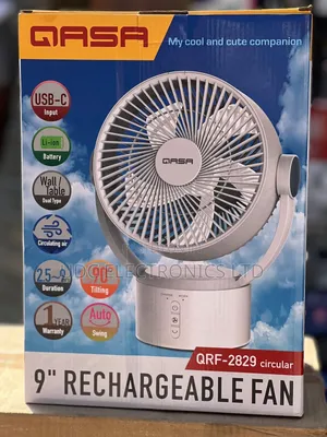 Qasa Swinging Rechargeable Table Fan