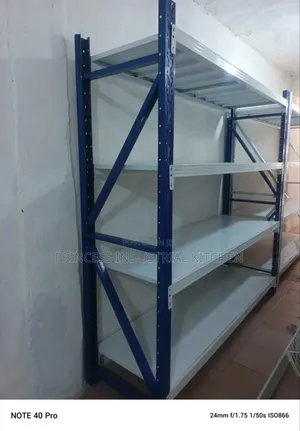 Blue and White Racks
