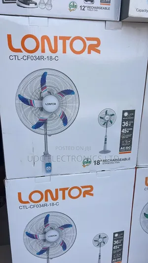 Original Lontor Rechargeable Standing Fan Also Solar Rechargeable