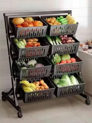 4 Tier Fruit And Vegetables Metal Storage Basket Shelves