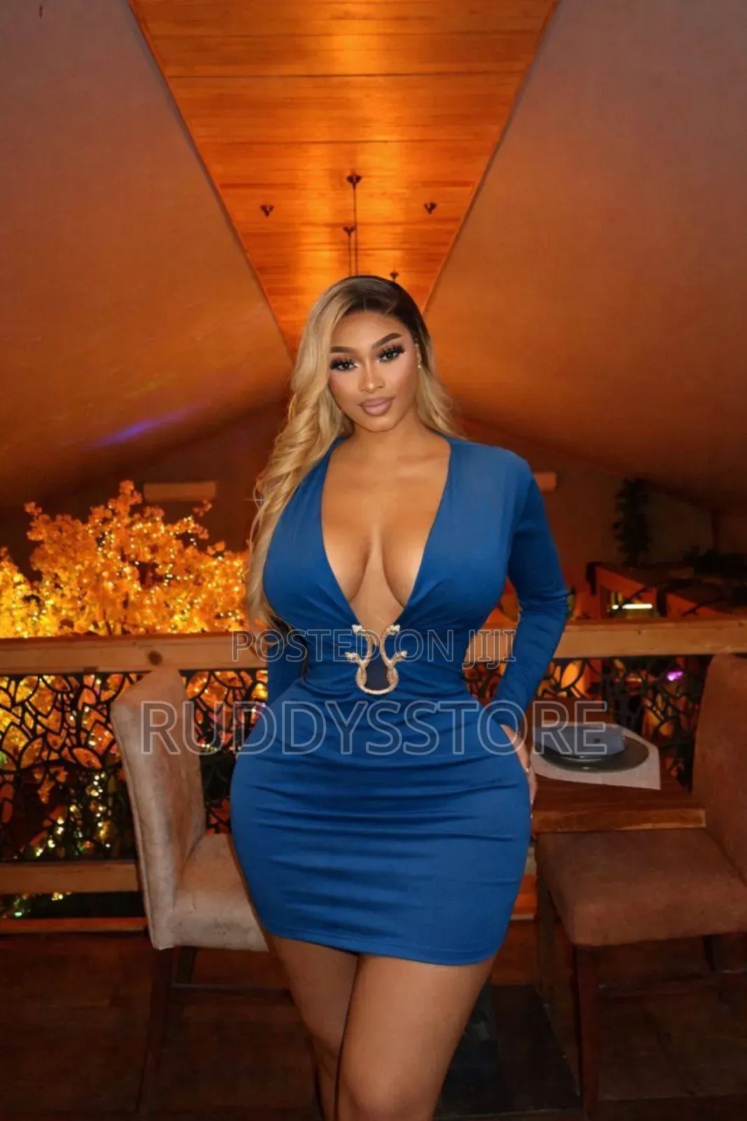 Sexy Deep-v Bodycon Mini Dress (Wine Red / Blue / Black)