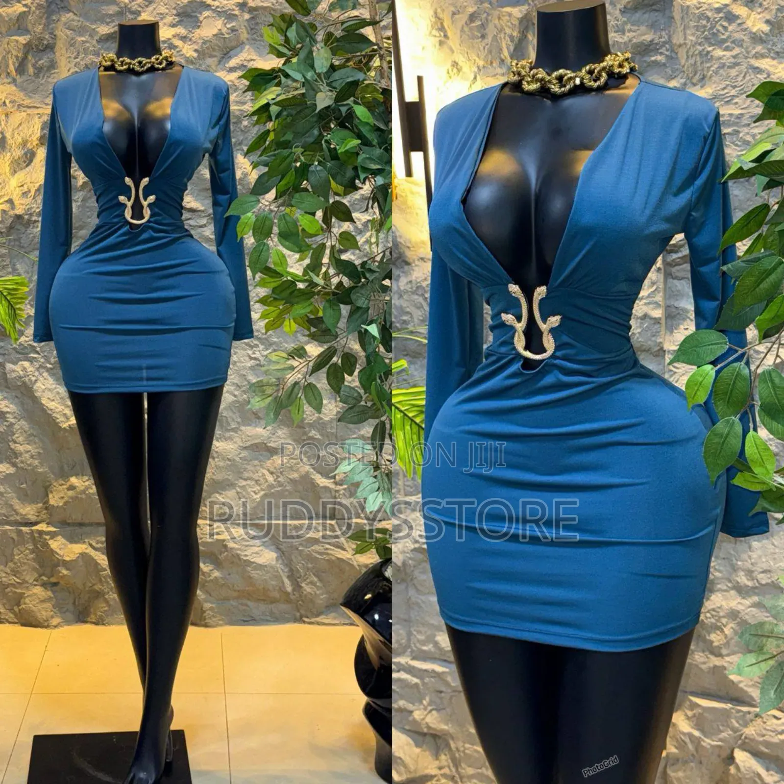 Sexy Deep-v Bodycon Mini Dress (Wine Red / Blue / Black)
