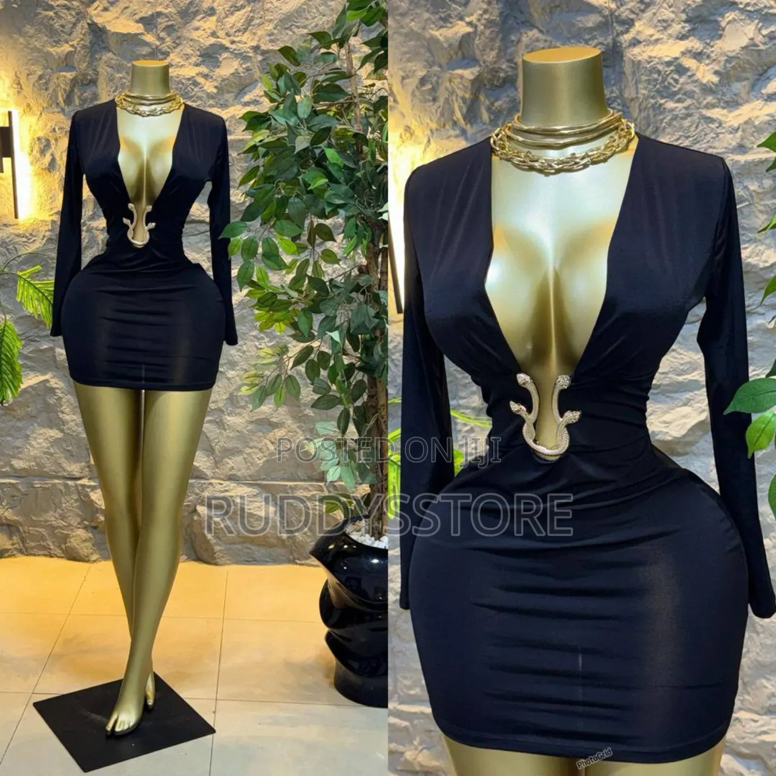 Sexy Deep-v Bodycon Mini Dress (Wine Red / Blue / Black)