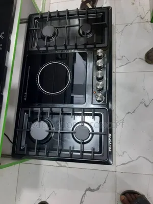Polystar 4 Gas + 1 Electric Black Stainless Steel Gas Cooker