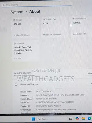 Laptop HP Envy 15 16GB Intel Core i7 SSD 512GB
