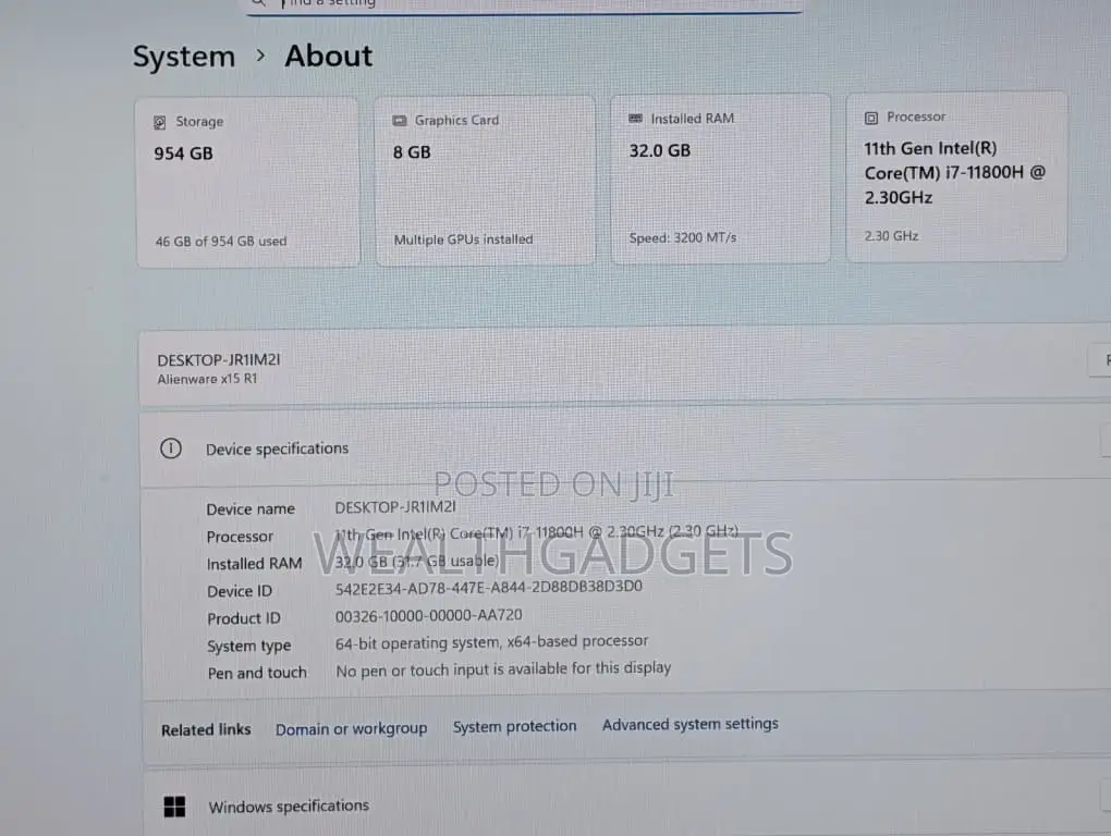 Laptop Dell Alienware X15 R1 32GB Intel Core i7 SSD 1T