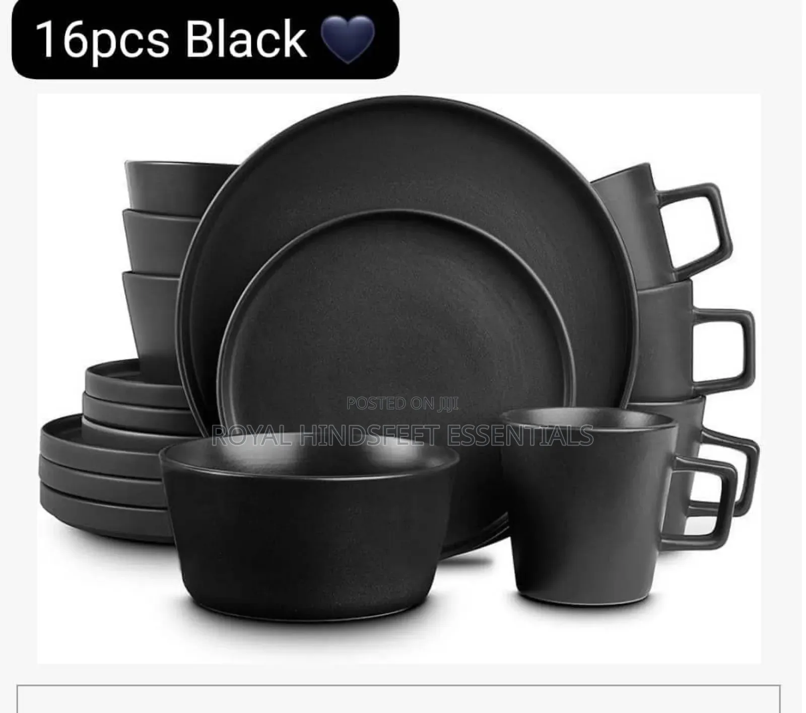16pcs Black Dinner Set