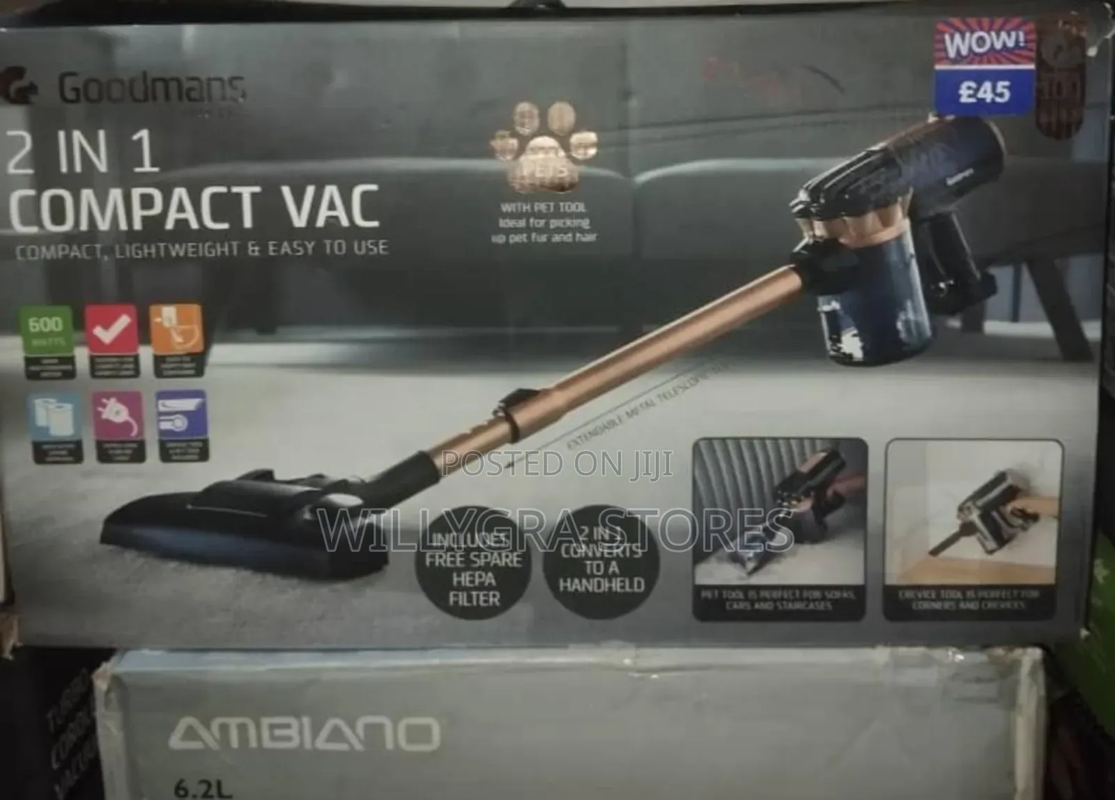 Goodmans 2 in 1 Compact Vacuum Cleaner