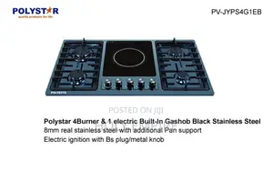 Polystar 4 Burner Gas With Hot Plate Glass