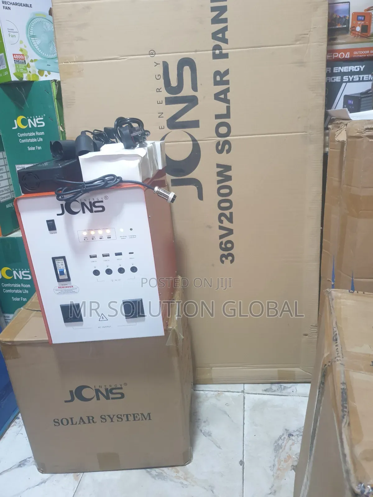JCNS 1000w Solar Generator With 200w Solar Panel and 4 Bulb