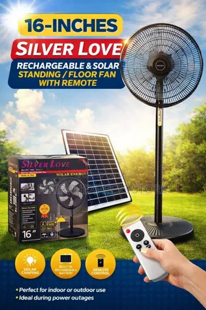 16-Inches Rechargeable Solar Standing / Floor Fan With Remote. HMK