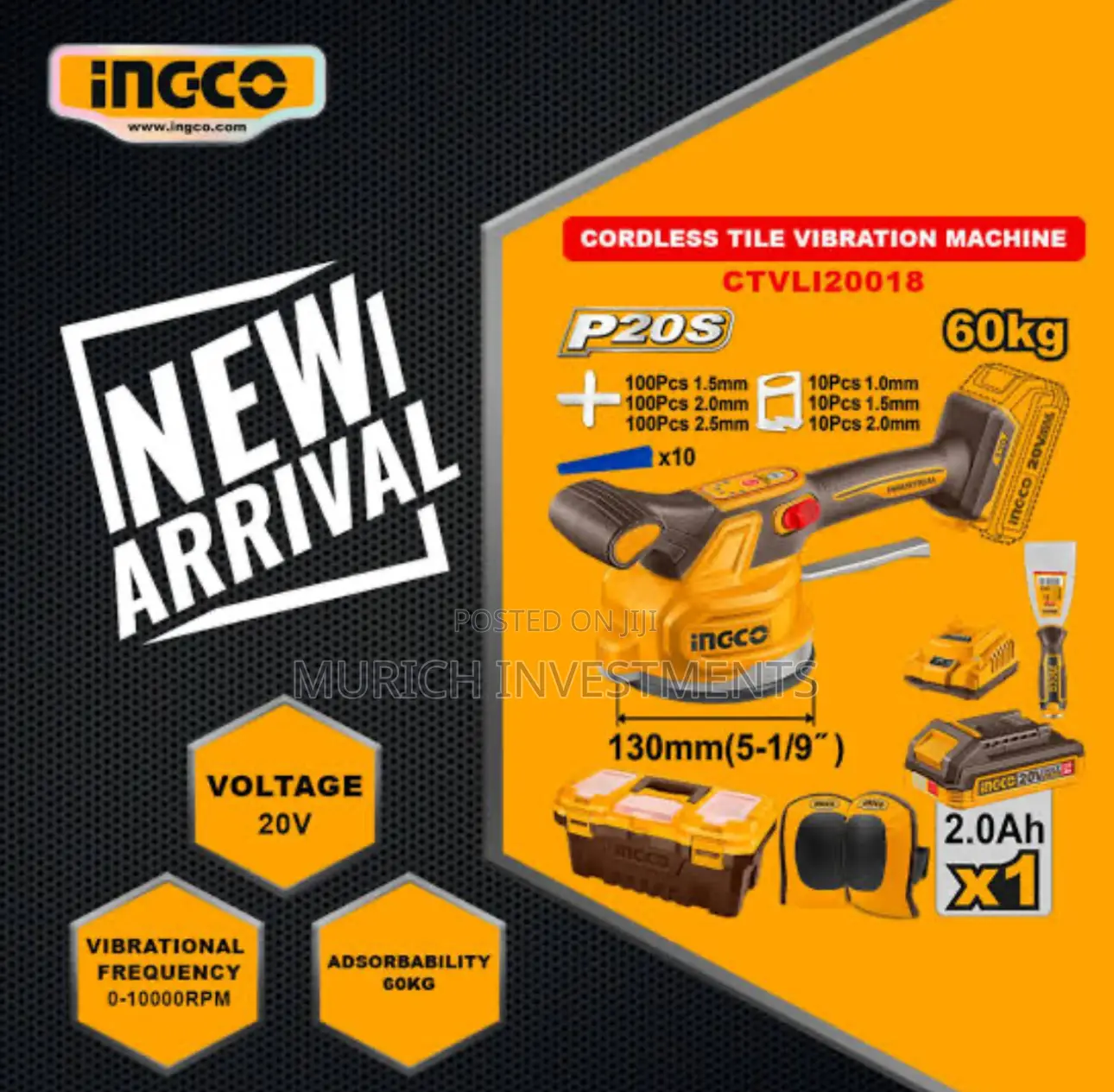 Ingco 20v Cordless Tile Vibration Machine