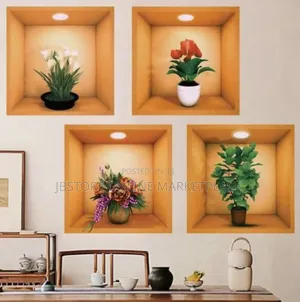 3d Potted Plant Illustration Wall Sticker Are Design to Create Vibrant