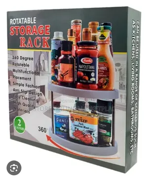 360° 2-Layer Rotatable Storage Rack Multifunctional Kitchen Organizer
