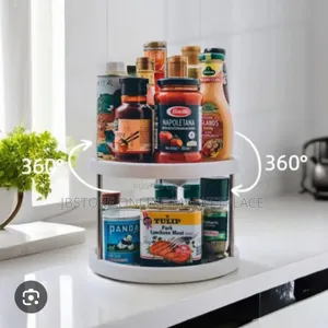 360° 2-Layer Rotatable Storage Rack Multifunctional Kitchen Organizer