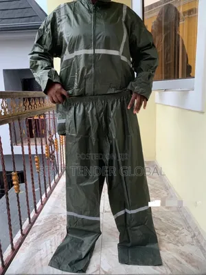 Up And Down Green Polyester Raincoat