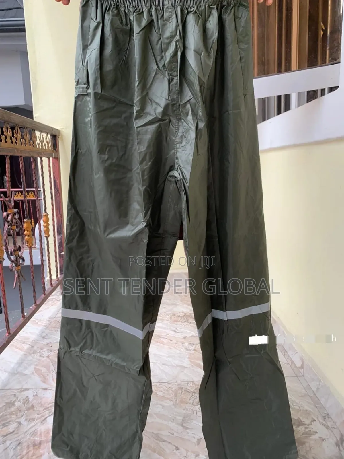 Up And Down Green Polyester Raincoat