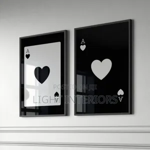 Black and White Love Card Art Frame 18x24 Inches Each