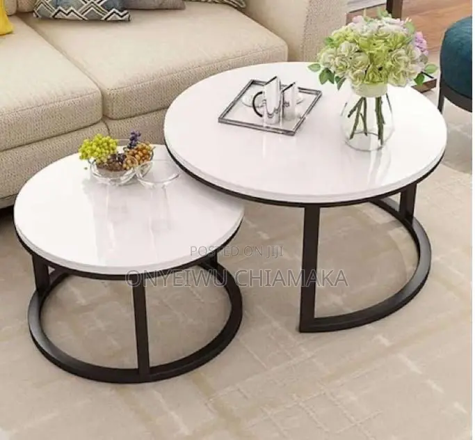 Modern Marble Top Nesting Center Table Set (2-in-1)