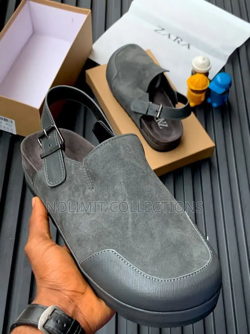 Suede Zara Platform Clogs With Leather Toe Box