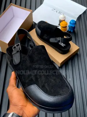 Suede Zara Platform Clogs With Leather Toe Box