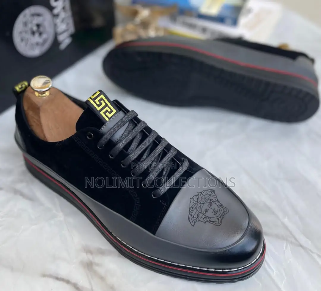 Versace Patterned Leather Lace Up Shoe