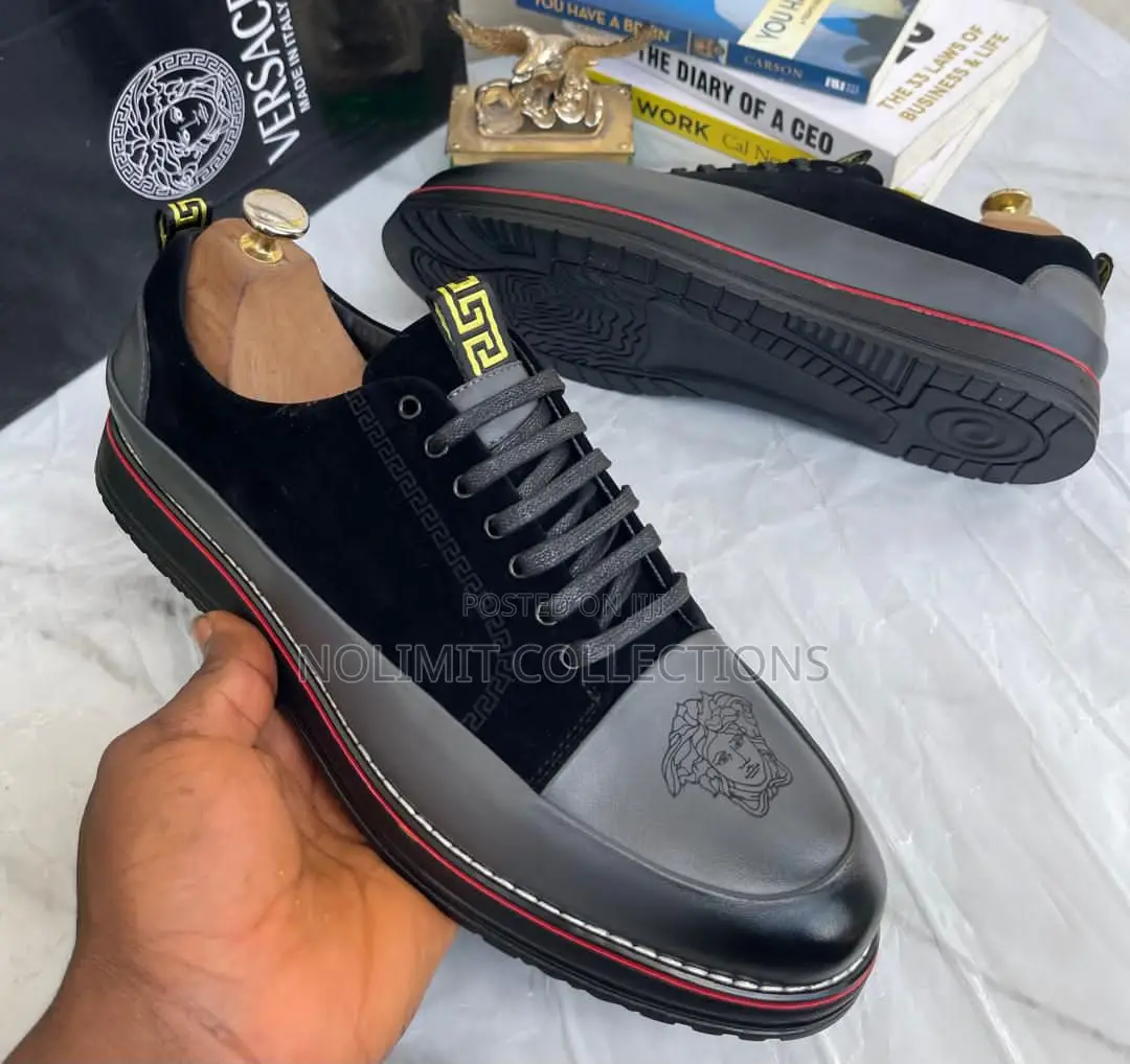 Versace Patterned Leather Lace Up Shoe