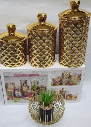 3pcs Gold Luxury Airtight Food Storage Canister.