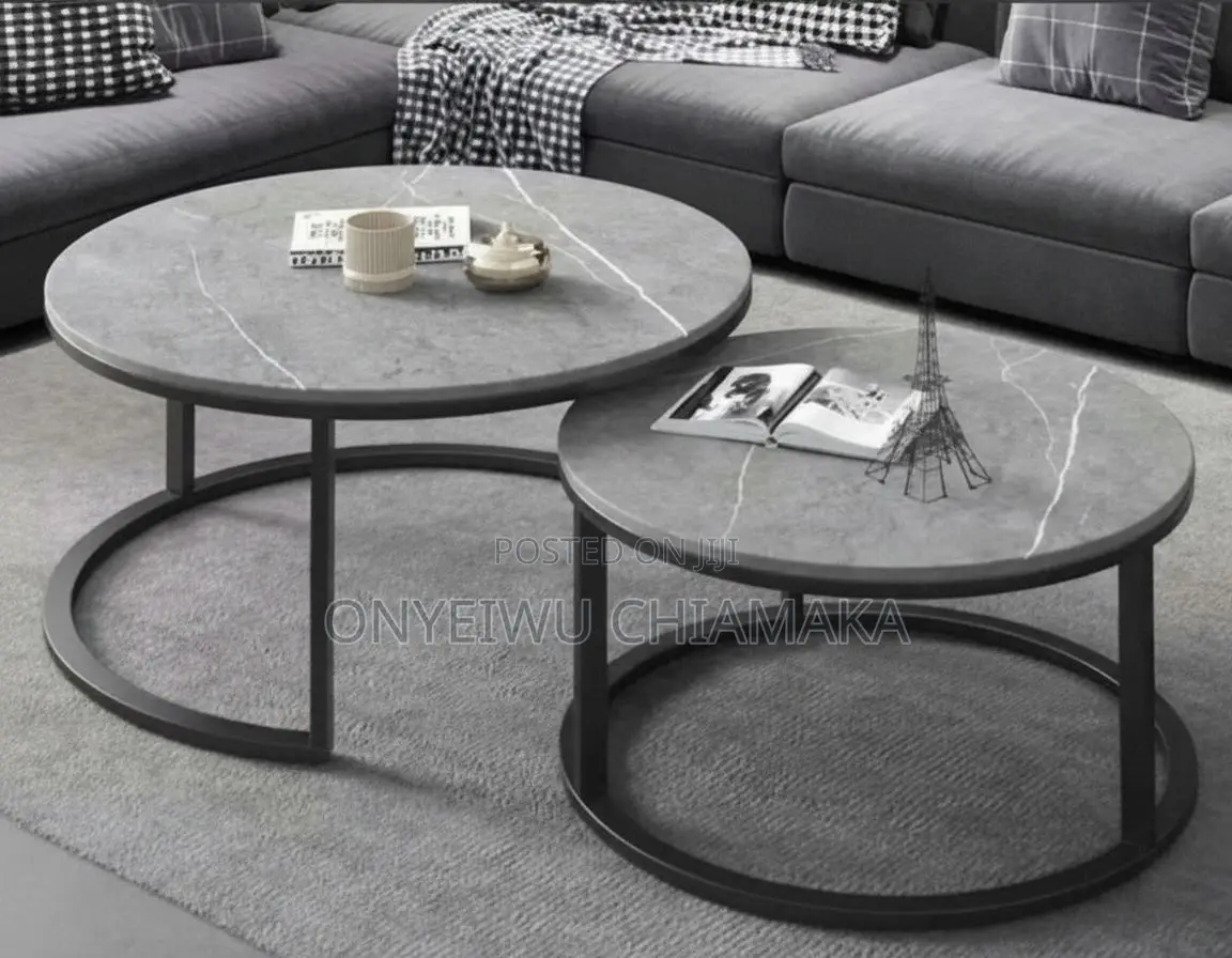 Modern Marble Top Nesting Center Table Set (2-in-1)