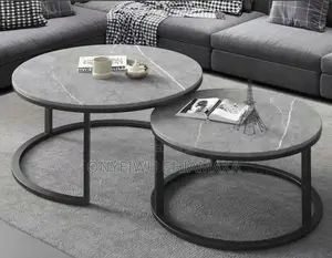Modern Marble Top Nesting Center Table Set (2-in-1)