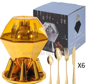 24pcs Luxury Diamond Shape Gold Cutlery.