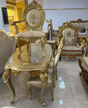 Luxury Royal 6-Seater Dining Table Set (Gold White)