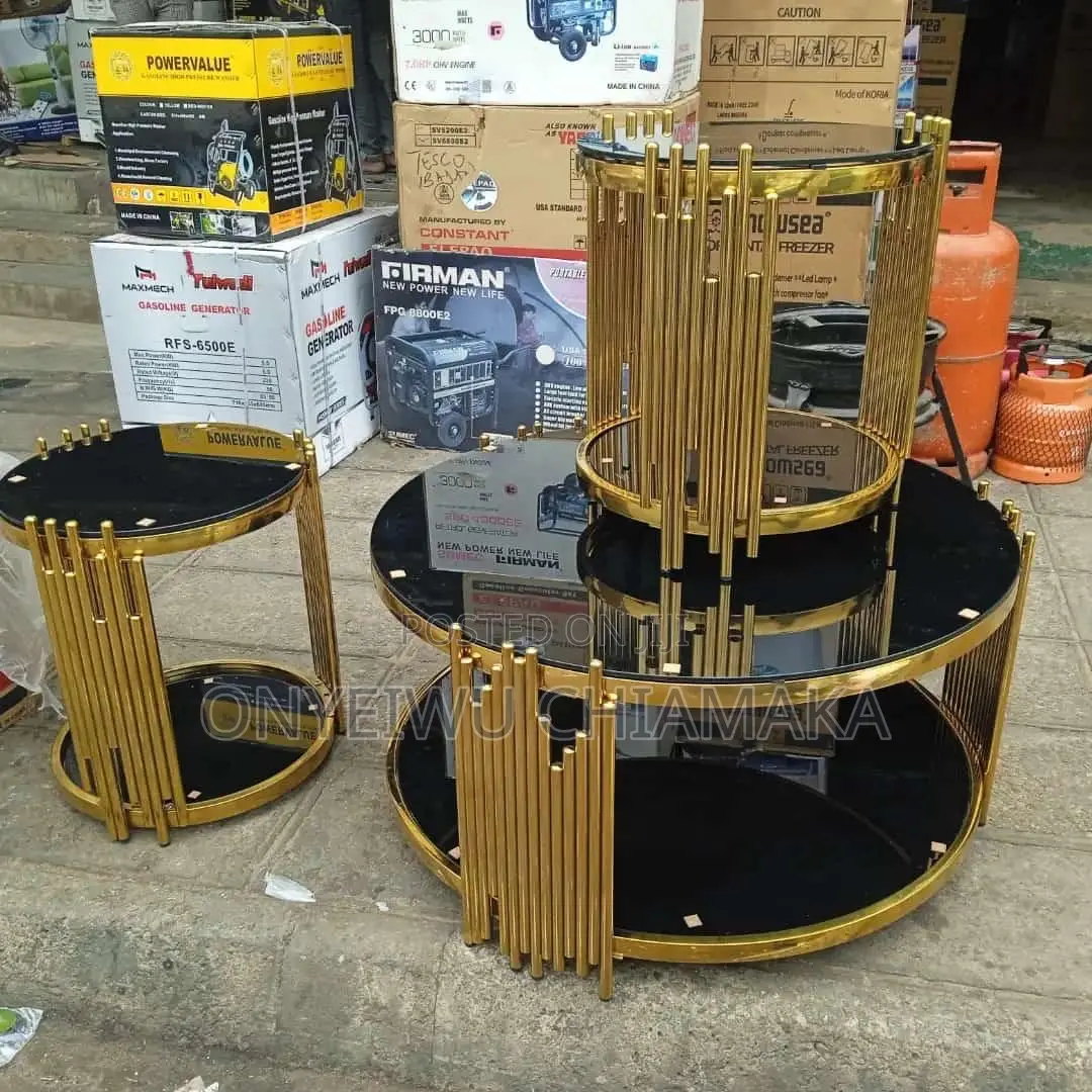 Luxury Gold Frame Center Table Set (3 Pieces)