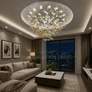Luxury Crystal Leaf Chandelier – Modern Gold White Design