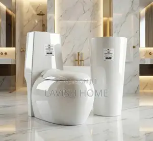 Executive Modern England White Water Closet Set With Standing Basin