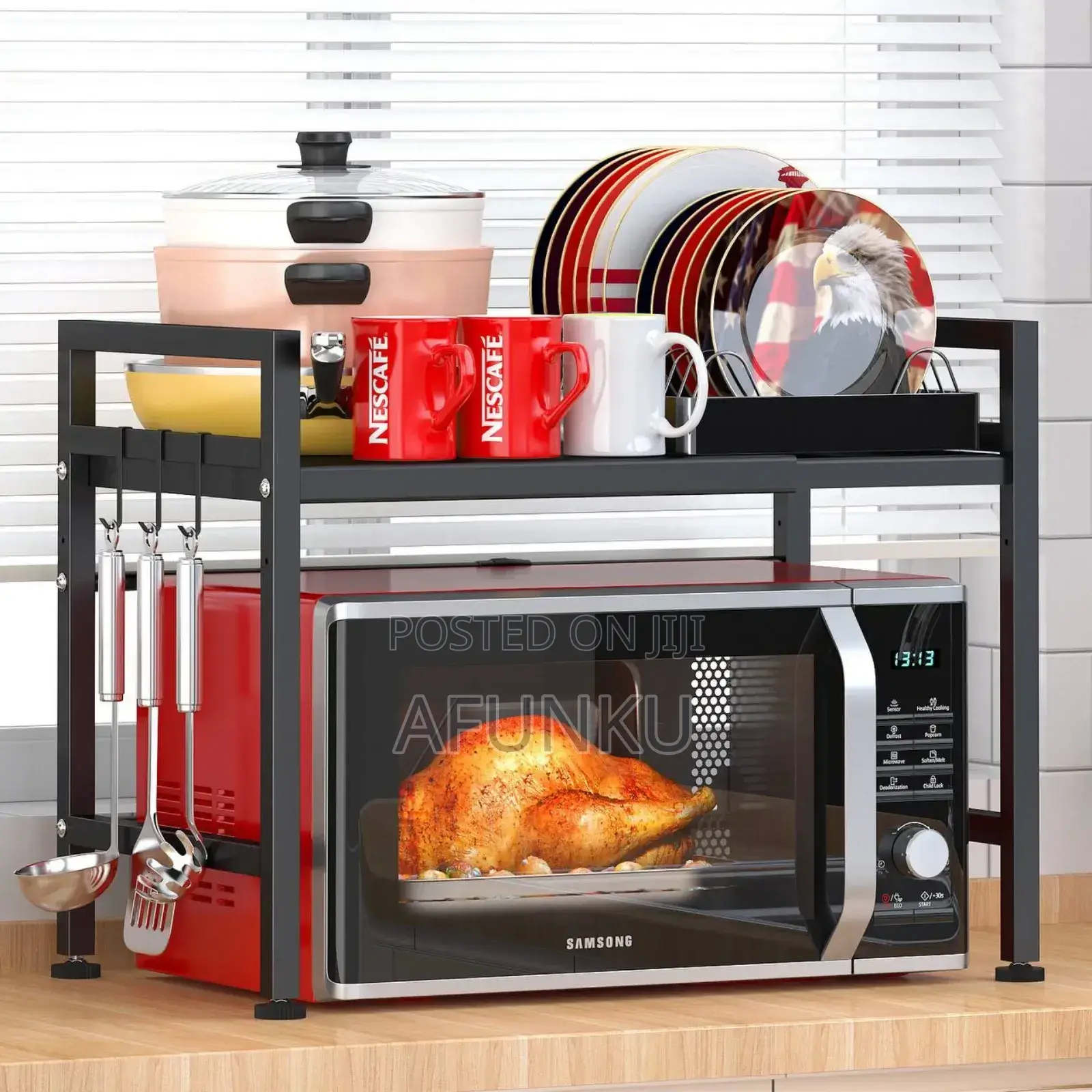 2 Tiers Expandable Microwave Rack